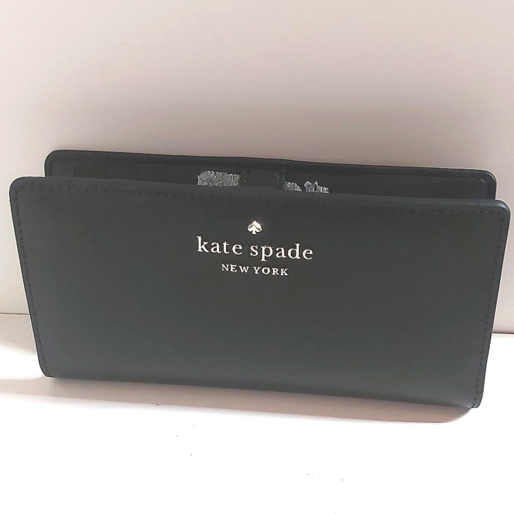 New W/ Tags Kate Spade Staci Large Slim Bifold Wallet. Color black